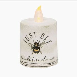 NEW! SET OF TWO Just BEE Kind Small Pillar Battery Operated Timer Candle